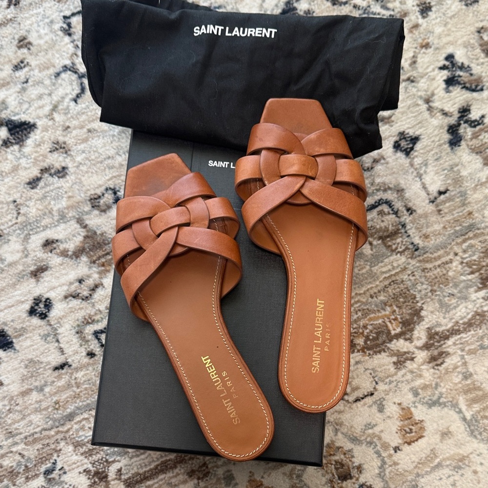 Saint Laurent Tan Leather Sandals